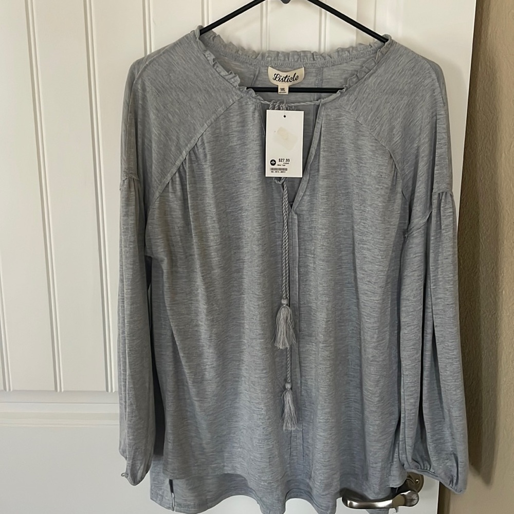 Gray tunic top 3/4 sleeve